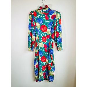 Silk Vintage rickie freeman for Teri jon floral midi dress